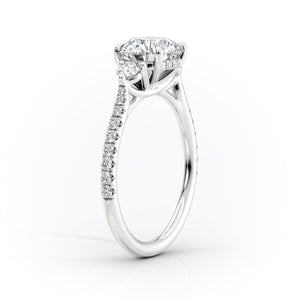The Lia Set  With A 3 Carat Pear 18K White Gold Moissanite