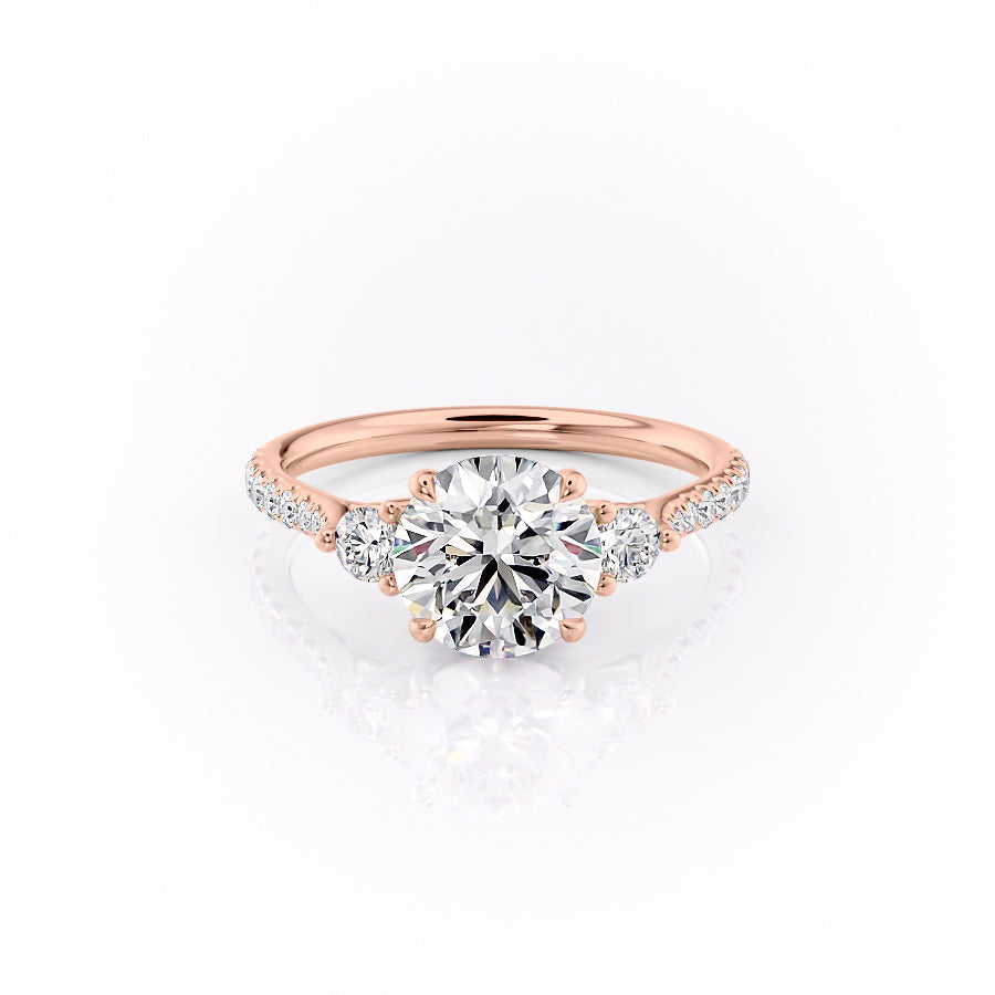 The Lia Set  With A 4.5 Carat Round 14K Rose Gold Moissanite