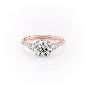 The Lia Set  With A 4.5 Carat Round 14K Rose Gold Moissanite