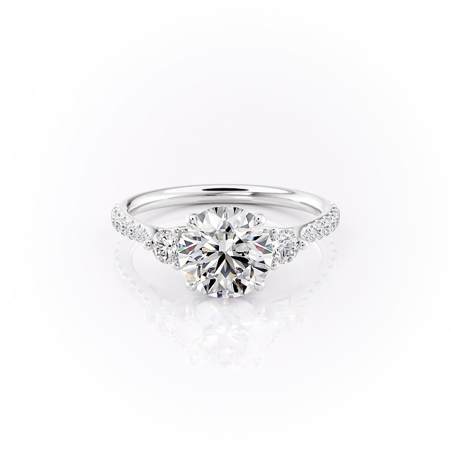The Lia Set  With A 5 Carat Round 14K White Gold Moissanite