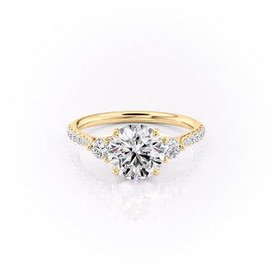 The Lia Set  With A 1 Carat Round 14K Yellow Gold Moissanite