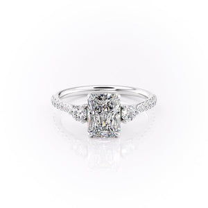 The Lia Set  With A 1 Carat Radiant 14K White Gold Moissanite