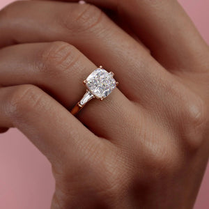 The Liv Set  With A 4.5 Carat Cushion 14K Rose Gold Moissanite