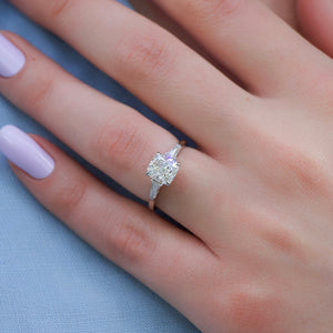 The Liv Set  With A 4.5 Carat Cushion 14K White Gold Moissanite
