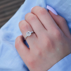 The Liv Set  With A 4.5 Carat Cushion 14K White Gold Moissanite