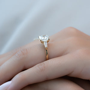 The Liv Set  With A 1.5 Carat Cushion 18K Yellow Gold Moissanite
