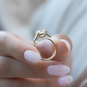The Liv Set  With A 1.5 Carat Cushion 18K Yellow Gold Moissanite