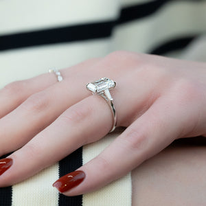 The Liv Set  With A 2.5 Carat Emerald 18K White Gold Moissanite