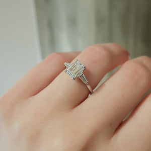 The Liv Set  With A 2.5 Carat Emerald 18K White Gold Moissanite