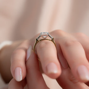 The Liv Set  With A 3.5 Carat Emerald 18K Yellow Gold Moissanite