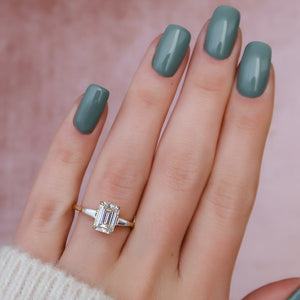 The Liv Set  With A 3.5 Carat Emerald 18K Yellow Gold Moissanite