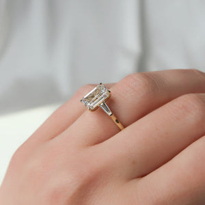 The Liv Set  With A 3.5 Carat Emerald 18K Yellow Gold Moissanite
