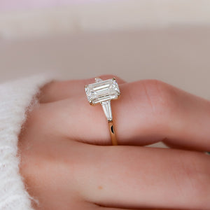 The Liv Set  With A 3.5 Carat Emerald 18K Yellow Gold Moissanite