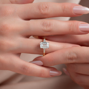 The Liv Set  With A 3.5 Carat Emerald 18K Yellow Gold Moissanite