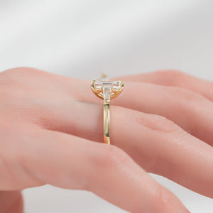 The Liv Set  With A 3.5 Carat Emerald 18K Yellow Gold Moissanite