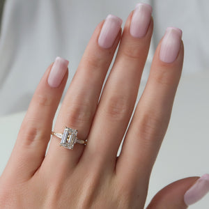 The Liv Set  With A 3.5 Carat Emerald 18K Yellow Gold Moissanite