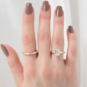 The Liv Set  With A 3.5 Carat Emerald 18K Yellow Gold Moissanite