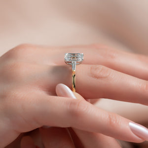 The Liv Set  With A 3.5 Carat Emerald 18K Yellow Gold Moissanite