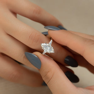 The Liv Set  With A 2.5 Carat Marquise 14K White Gold Moissanite