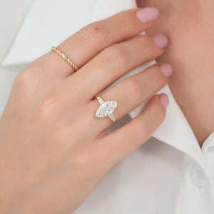 The Liv Set  With A 3.5 Carat Marquise 14K Yellow Gold Moissanite