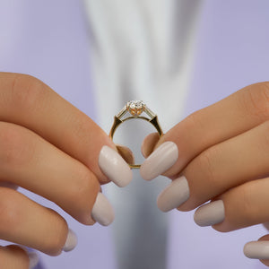 The Liv Set  With A 3.5 Carat Marquise 14K Yellow Gold Moissanite