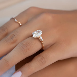 The Liv Set  With A 2.5 Carat Oval 14K Rose Gold Moissanite