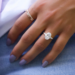The Liv Set  With A 2.5 Carat Oval 14K Rose Gold Moissanite