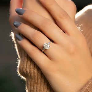 The Liv Set  With A 3.5 Carat Oval 14K White Gold Moissanite