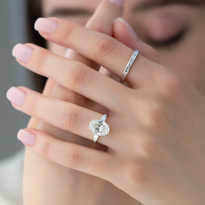 The Liv Set  With A 3.5 Carat Oval 14K White Gold Moissanite