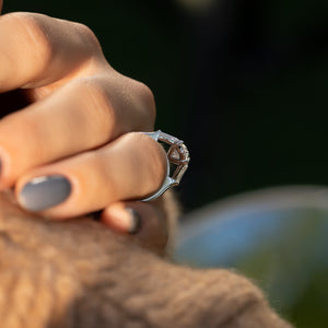 The Liv Set  With A 3.5 Carat Oval 14K White Gold Moissanite