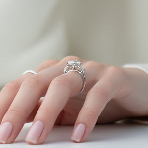 The Liv Set  With A 3.5 Carat Oval 14K White Gold Moissanite