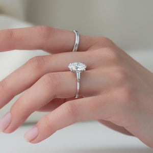 The Liv Set  With A 3.5 Carat Oval 14K White Gold Moissanite