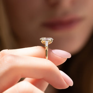 The Liv Set  With A 3.5 Carat Oval 18K Yellow Gold Moissanite