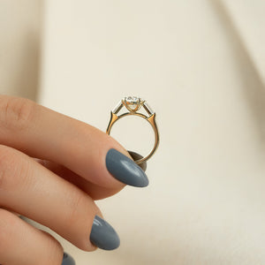 The Liv Set  With A 3.5 Carat Oval 18K Yellow Gold Moissanite