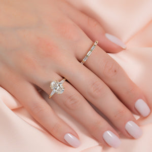 The Liv Set  With A 3.5 Carat Oval 18K Yellow Gold Moissanite