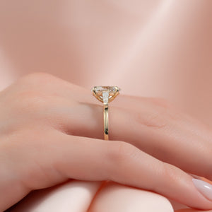 The Liv Set  With A 3.5 Carat Oval 18K Yellow Gold Moissanite