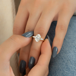 The Liv Set  With A 3.5 Carat Oval 18K Yellow Gold Moissanite