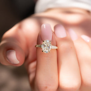 The Liv Set  With A 3.5 Carat Oval 18K Yellow Gold Moissanite