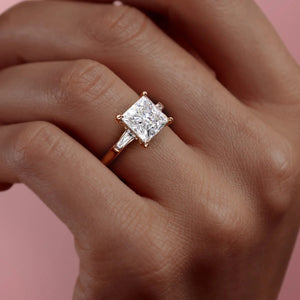 The Liv Set  With A 3.5 Carat Princess 18K Rose Gold Moissanite