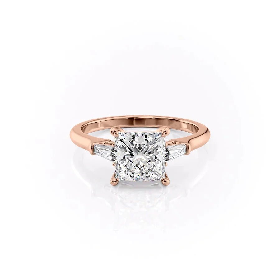The Liv Set  With A 3.5 Carat Princess 18K Rose Gold Moissanite