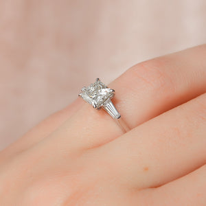 The Liv Set  With A 2.5 Carat Princess 18K White Gold Moissanite