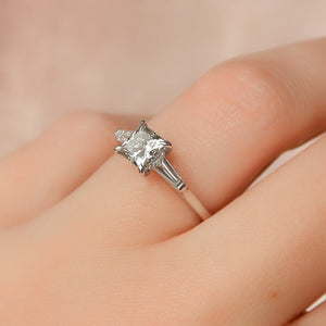 The Liv Set  With A 2.5 Carat Princess 18K White Gold Moissanite