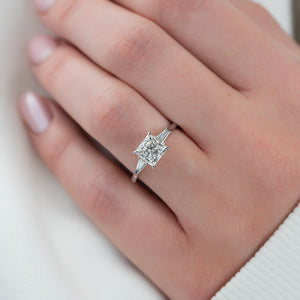 The Liv Set  With A 2.5 Carat Princess 18K White Gold Moissanite