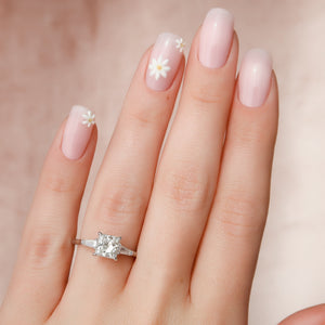 The Liv Set  With A 2.5 Carat Princess 18K White Gold Moissanite