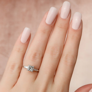 The Liv Set  With A 2.5 Carat Princess 18K White Gold Moissanite