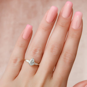 The Liv Set  With A 2.5 Carat Pear 14K Yellow Gold Moissanite