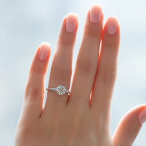 The Liv Set  With A 4.5 Carat Round 14K White Gold Moissanite