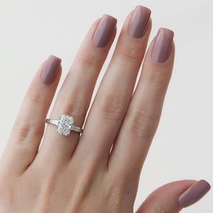 The Liv Set  With A 1.5 Carat Radiant 18K White Gold Moissanite
