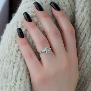 The Liv Set  With A 1.5 Carat Radiant 18K White Gold Moissanite