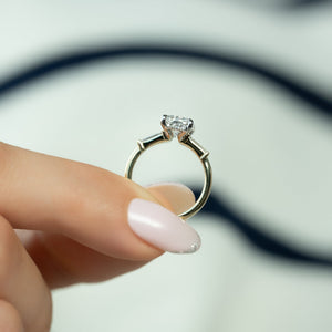 The Liv Set  With A 2.5 Carat Radiant 18K Yellow Gold Moissanite